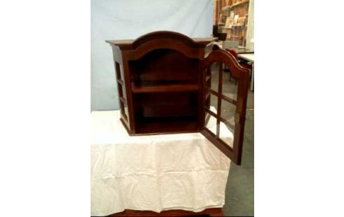 VITRINE VINTAGE 1-TÜR 2-EBENEN HOLZ GLAS