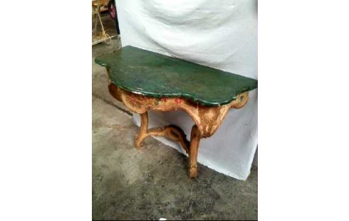 KONSOLENTISCH HOLZ BEMALT GRÜN VINTAGE
