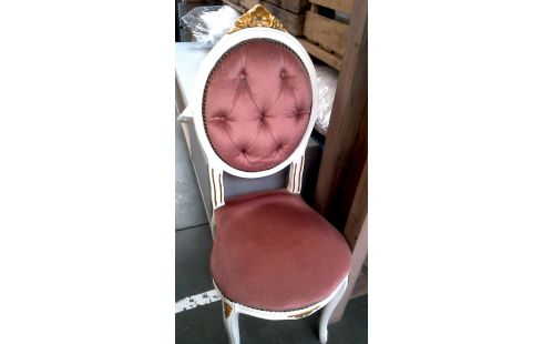 SILLA ESTILO LUIS XIV ROSA TERCIOPELO