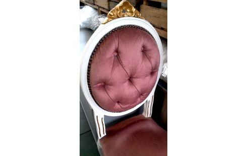 SILLA ESTILO LUIS XIV ROSA TERCIOPELO
