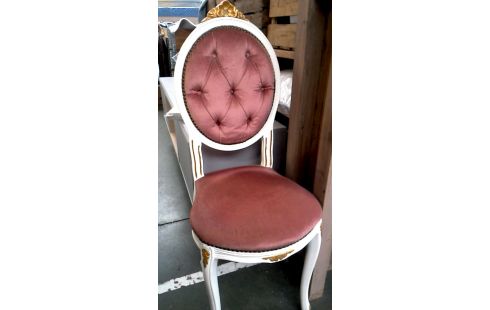 SILLA ESTILO LUIS XIV ROSA TERCIOPELO