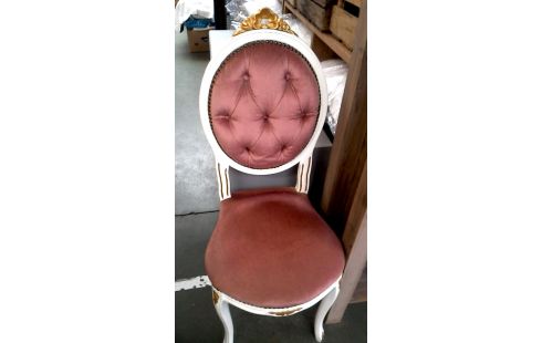SILLA ESTILO LUIS XIV ROSA TERCIOPELO