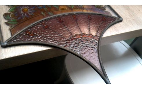 OBJET DECO GLACE PLOMB FLEUR