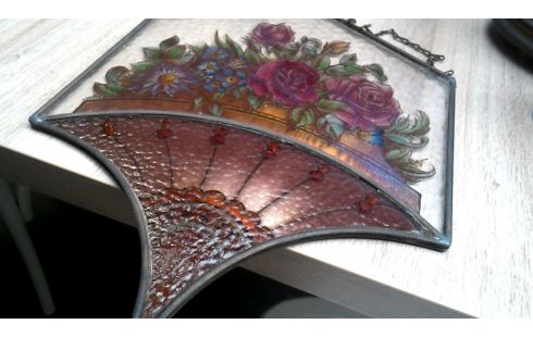 OBJET DECO GLACE PLOMB FLEUR