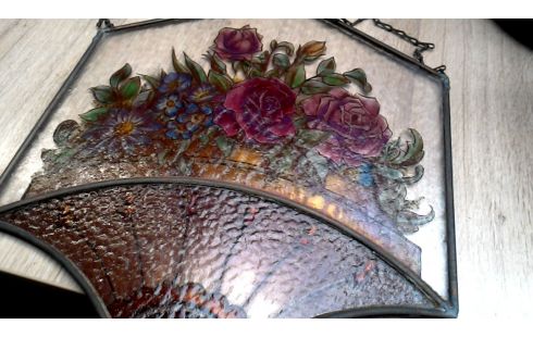 OBJET DECO GLACE PLOMB FLEUR