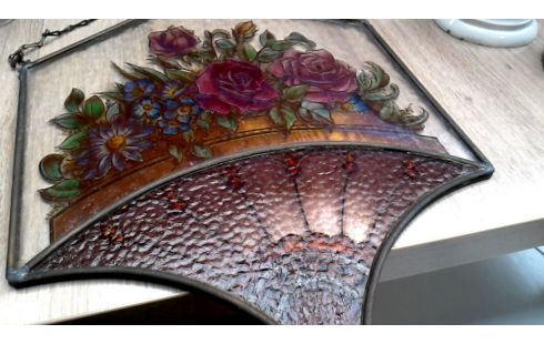 OBJET DECO GLACE PLOMB FLEUR