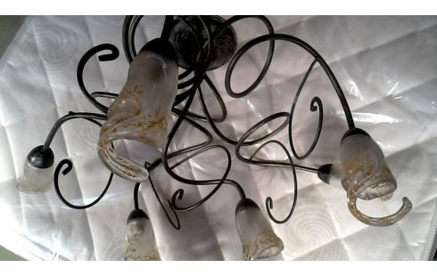 SUSPENSION BRANCHE METAL PATE DE VERRE