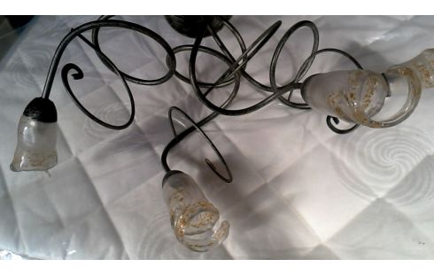 SUSPENSION BRANCHE METAL PATE DE VERRE