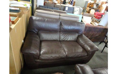 CANAPE CUIR CHOCOLAT 2 PLACES