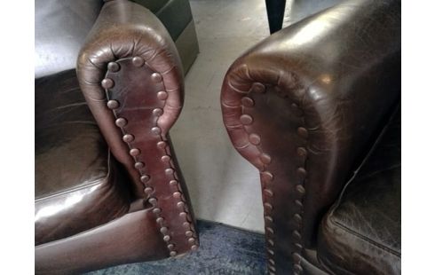 FAUTEUIL CUIR BRUNS LA PAIRE