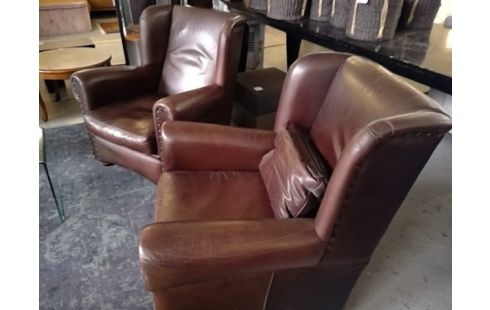FAUTEUIL CUIR BRUNS LA PAIRE