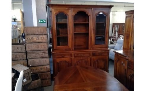 SALLE A MANGER 3 PIECES MERISIER TABLE +BUFFET VITRÉ+ DRESSOIR (CLEFS)