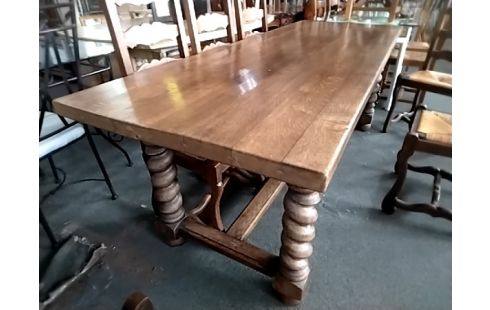 TABLE DE FERME Chêne pied tournés 2 tiroirs