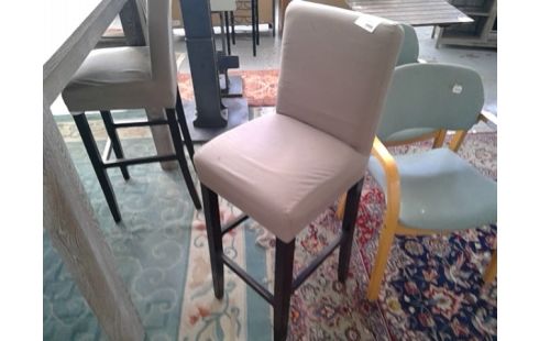 TABOURET DE BAR A DOSSIER TISSU , PIEDS PEINT EN NOIR