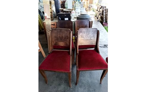 4 CHAISES VELOURS ART DÉCO
