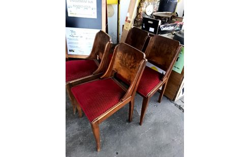 4 CHAISES VELOURS ART DÉCO