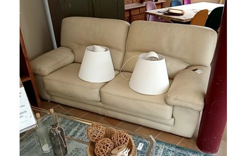 SALON CUIR BEIGE 3+1+1