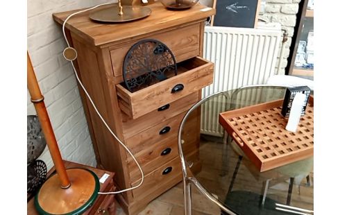 COMMODE TECK 6 TIROIRS