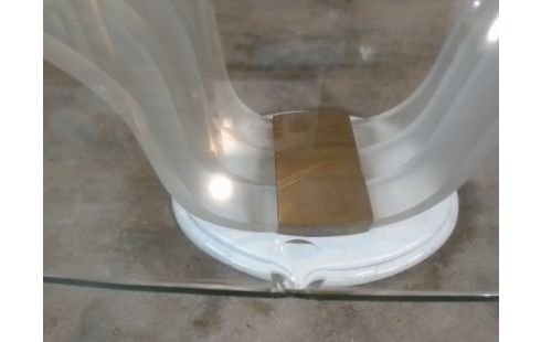 TABLE SALLE A MANGER OVALE MARBRE VERRE TYPE GLAÇONS