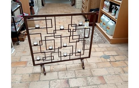 BOUGEOIR METAL BRUN EFFET BARRIERE