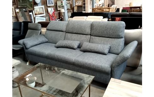 CANAPE 3 PLACES TISSU GRIS FONCE TETIERE REGLABLE