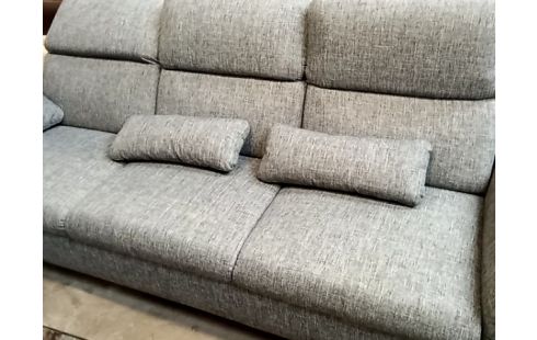 CANAPE 3 PLACES TISSU GRIS FONCE TETIERE REGLABLE