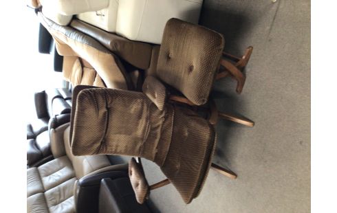 FAUTEUIL STRESSLESS TISSU BRUN AVEC REPOSE PIED