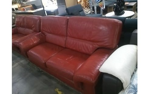 CANAPE CUIR ROUGE 3 PLACES