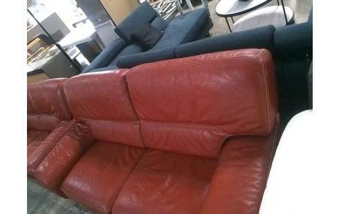CANAPE CUIR ROUGE 3 PLACES