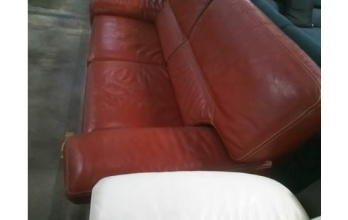 CANAPE CUIR ROUGE 3 PLACES