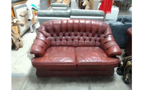 CANAPE CHESTERFIELD 2 PLACES CUIR
