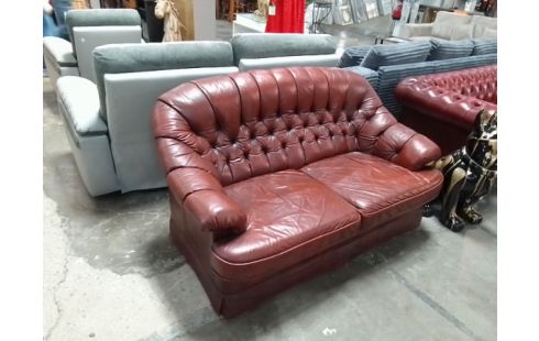 CANAPE CHESTERFIELD 2 PLACES CUIR