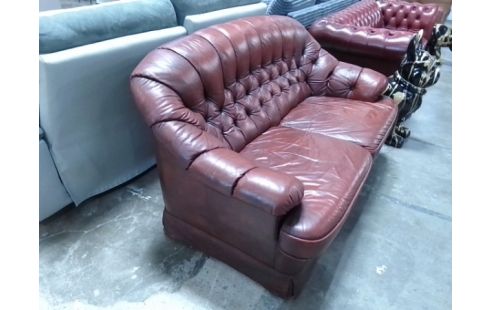 CANAPE CHESTERFIELD 2 PLACES CUIR