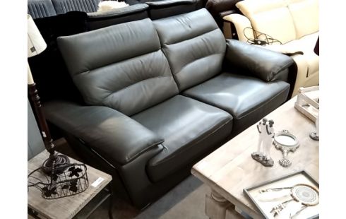 CANAPE cuir gris 2 + 1 satis magnifique