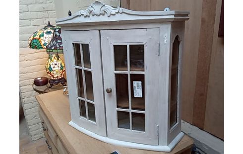 ARMOIRE À SUSPENDRE OU À POSER PATINE BLANC 2 PORTES