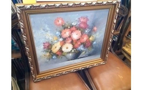 PEINTURE FLEURS CADRE DORE