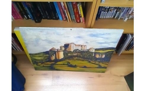 PEINTURE CHATEAU FLEURS BLEUES