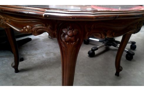 MESA DE SALÓN REDONDO HIELO ESTILO LUIS XV