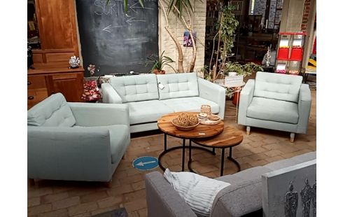 CANAPE tissu ciel 2+1+1