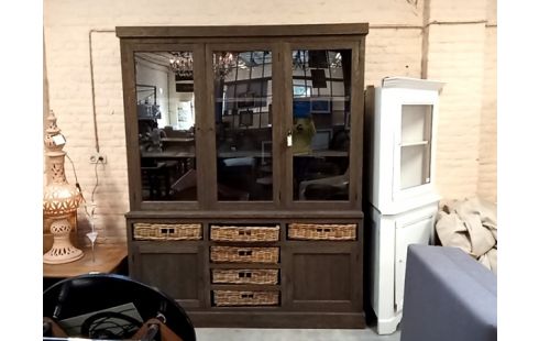 BUFFET 2 CORPS teck et tiroirs rotin