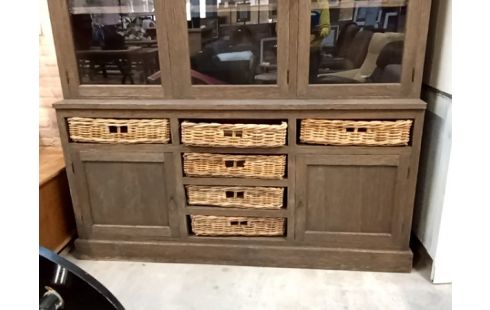 BUFFET 2 CORPS teck et tiroirs rotin