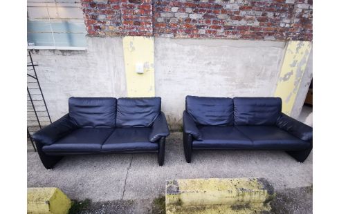 Canapé 2+2 places en cuir bleu cuir bleu 3 places 2 places petit prix