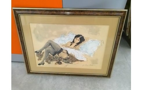 LITHOGRAPHIE LA REVEUSE URBAIN HUCHET 215/295 + CERTIFICAT