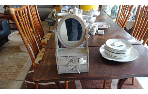 MIROIR DE TABLE 2 TIROIRS GRIS