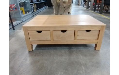 TABLE BASSE CHENE MASSIF 3 TIROIRS EN L'ETAT