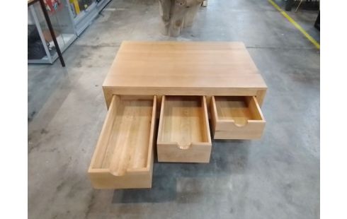 TABLE BASSE CHENE MASSIF 3 TIROIRS EN L'ETAT