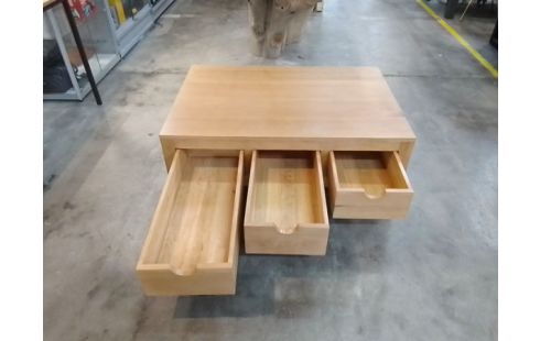 TABLE BASSE CHENE MASSIF 3 TIROIRS EN L'ETAT