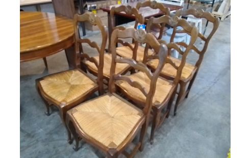 6 CHAISES BOIS PAILLÉES