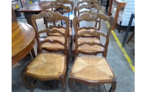 6 CHAISES BOIS PAILLÉES