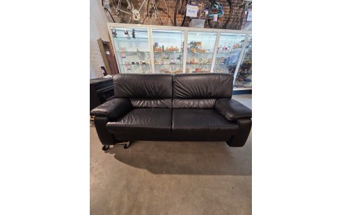 SALON CUIR NOIR 3+3 PLACES